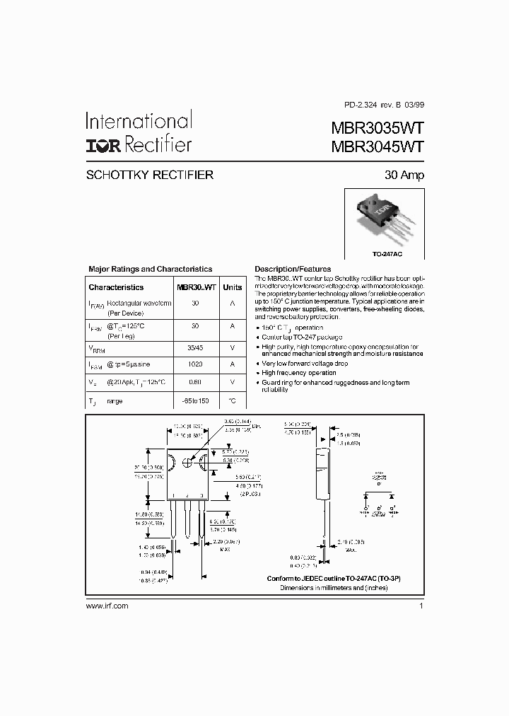 MBR3045WT_255410.PDF Datasheet Download --- IC-ON-LINE