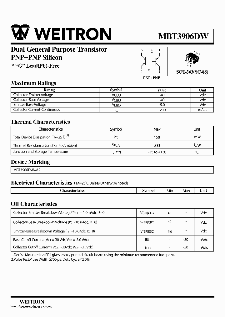 MBT3906DW_243160.PDF Datasheet