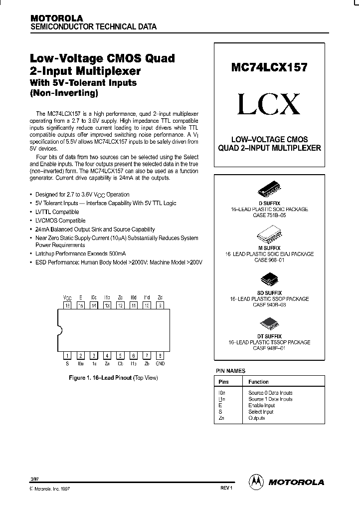 MC74LCX157_167998.PDF Datasheet