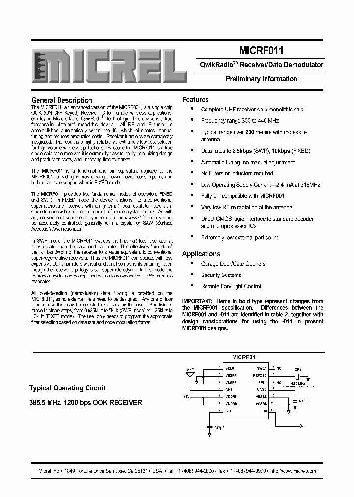 MICRF011_222573.PDF Datasheet