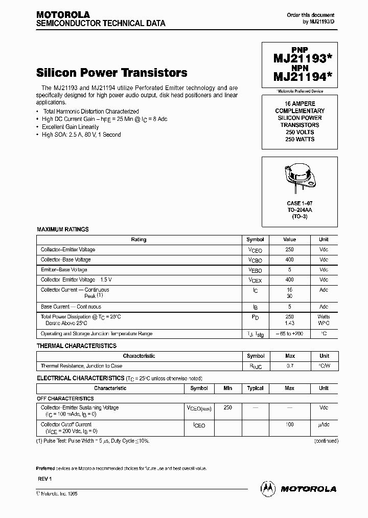 MJ21194_248867.PDF Datasheet Download --- IC-ON-LINE