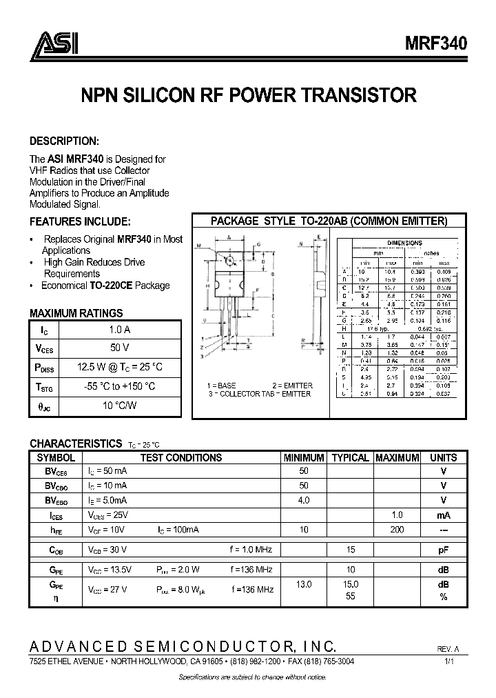 MRF340_297035.PDF Datasheet