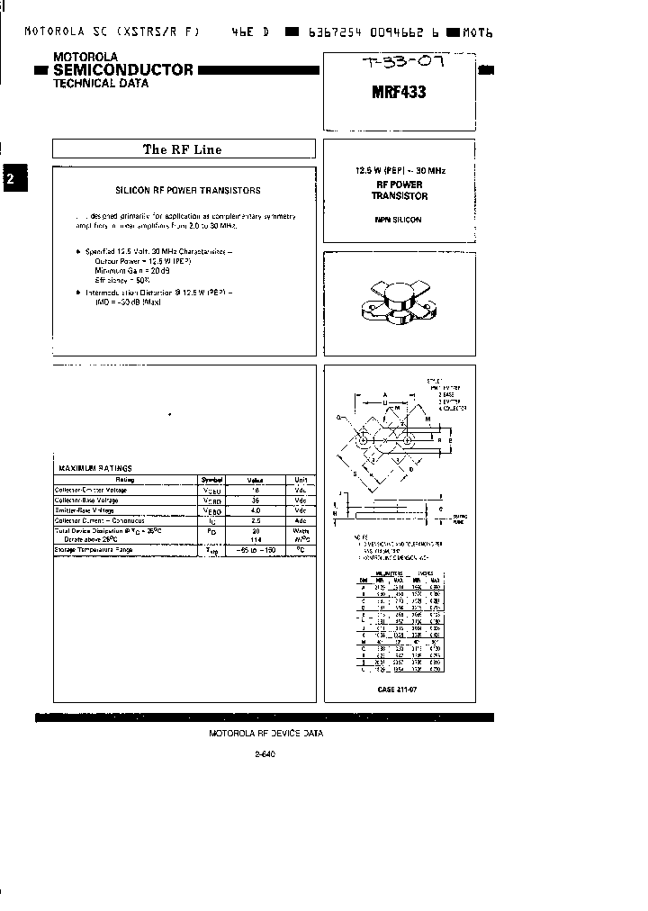 MRF433_293732.PDF Datasheet