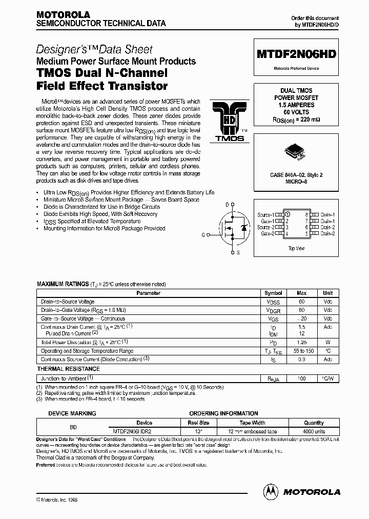 MTDF2N06HDD_256322.PDF Datasheet