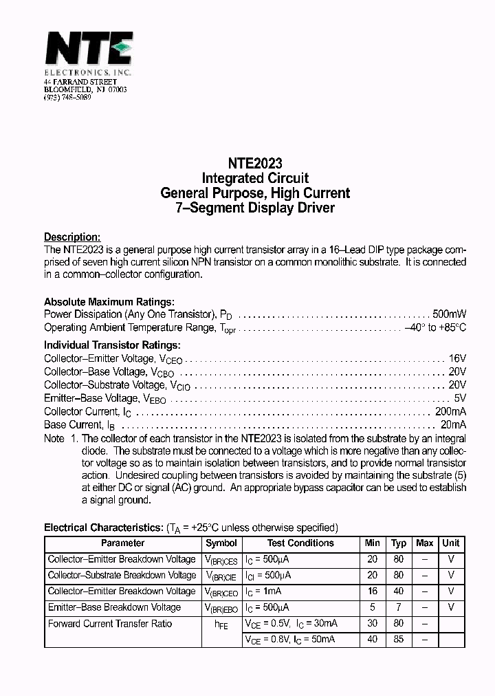 NTE2023_261887.PDF Datasheet