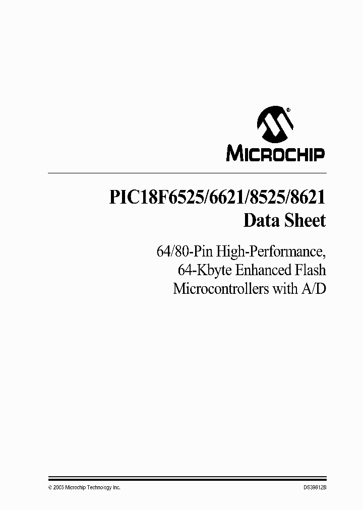 PIC18F6525_293377.PDF Datasheet Download --- IC-ON-LINE