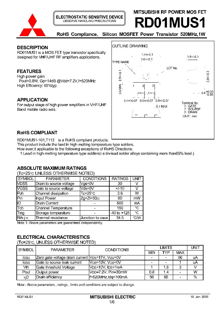 RD01MUS1_302999.PDF Datasheet Download --- IC-ON-LINE