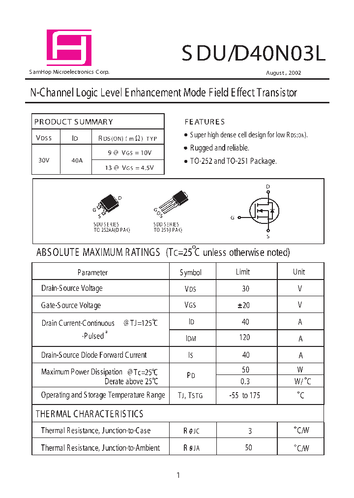 SDU40N03_281003.PDF Datasheet