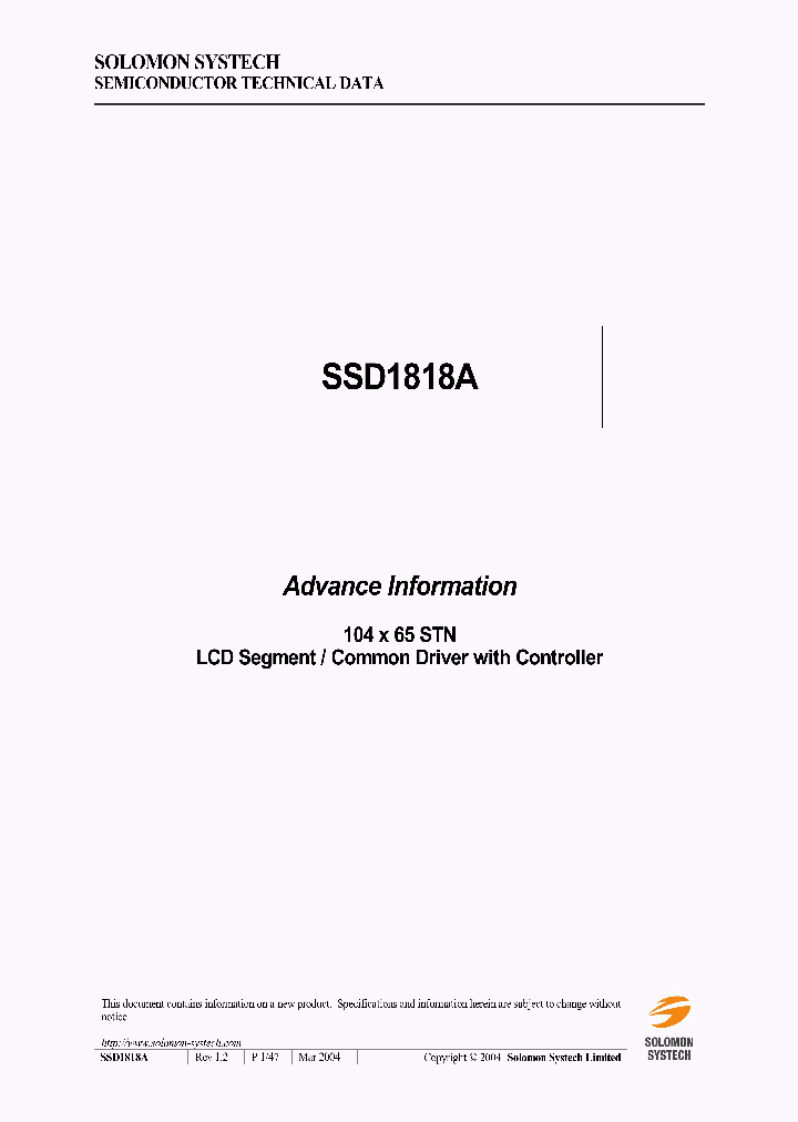 SSD1818A_258036.PDF Datasheet Download --- IC-ON-LINE
