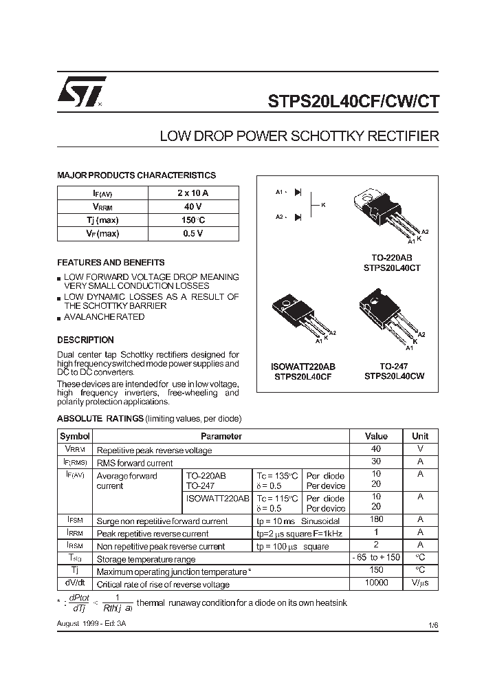 STPS20L40CT_208295.PDF Datasheet