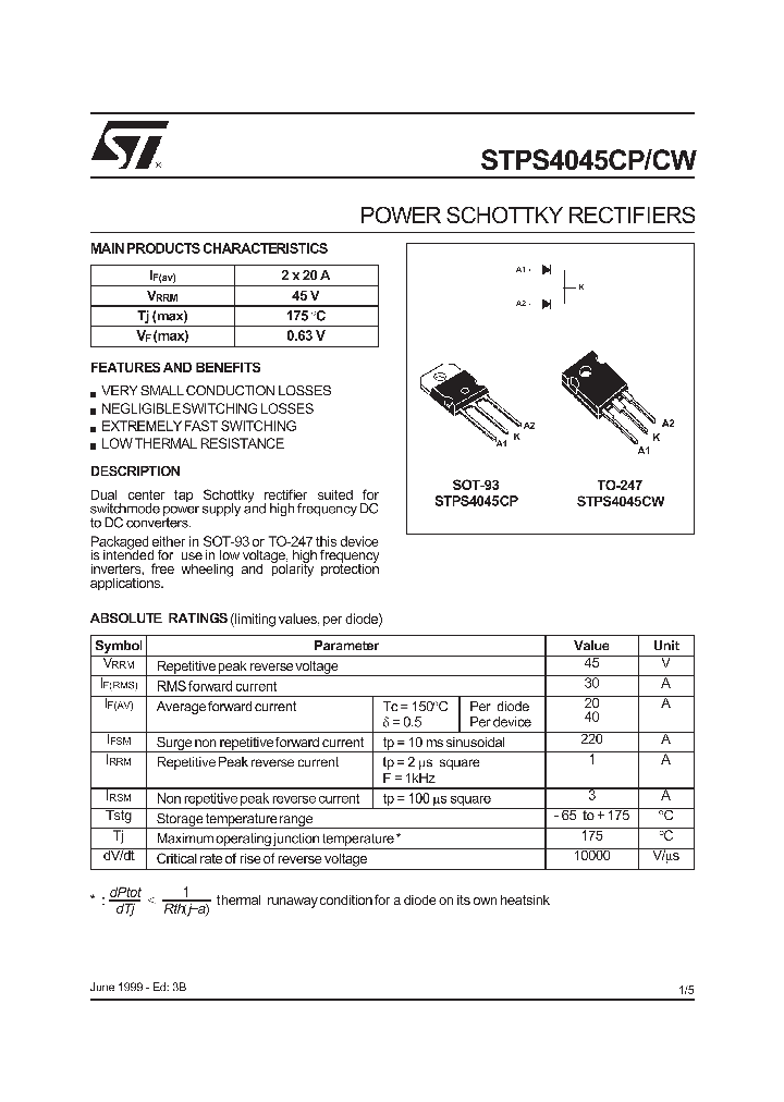 STPS4045CW_195034.PDF Datasheet