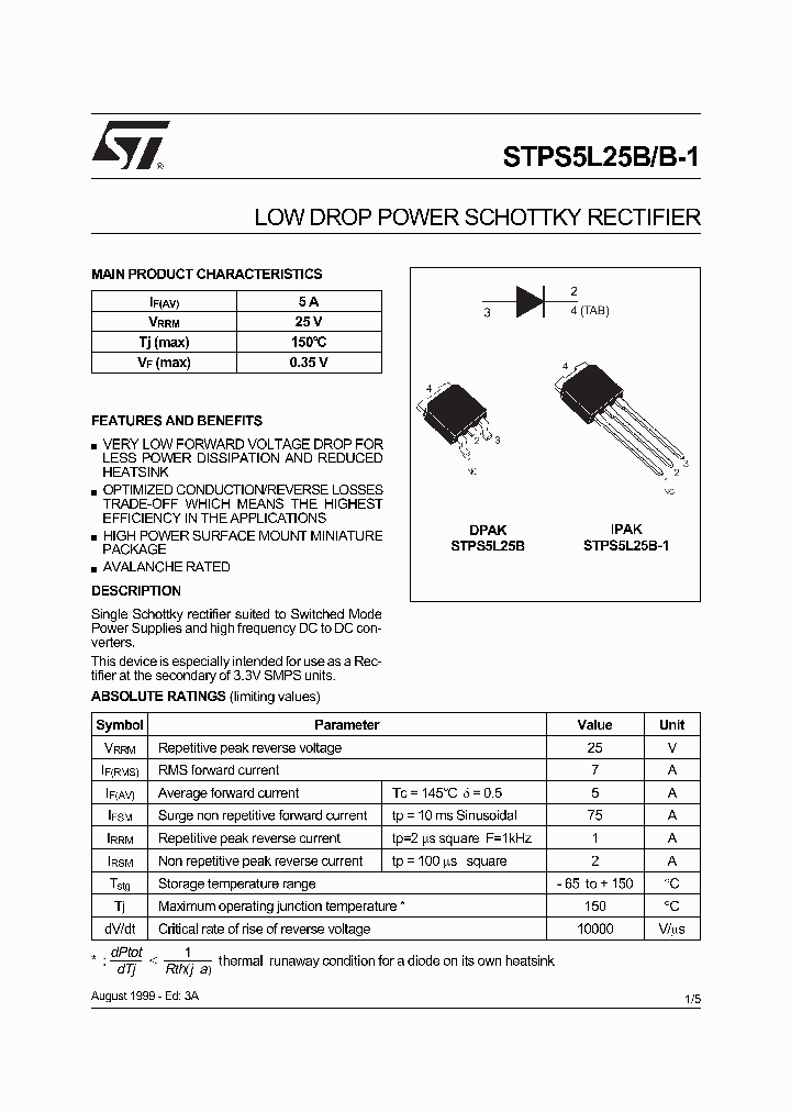 STPS5L25B-1_258450.PDF Datasheet