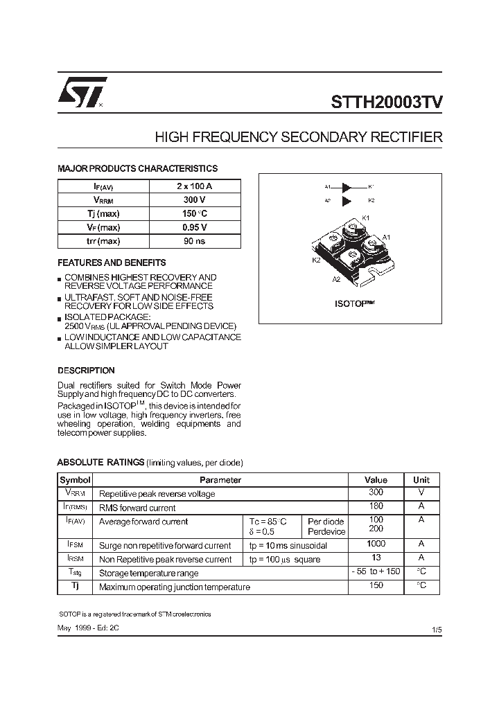 STTH20003TV_283758.PDF Datasheet Download --- IC-ON-LINE