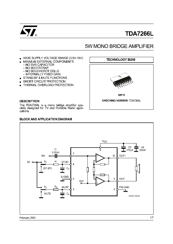 Tda7266sa схема включения на русском языке TDA7266L_208975.PDF Datasheet Download --- IC-ON-LINE