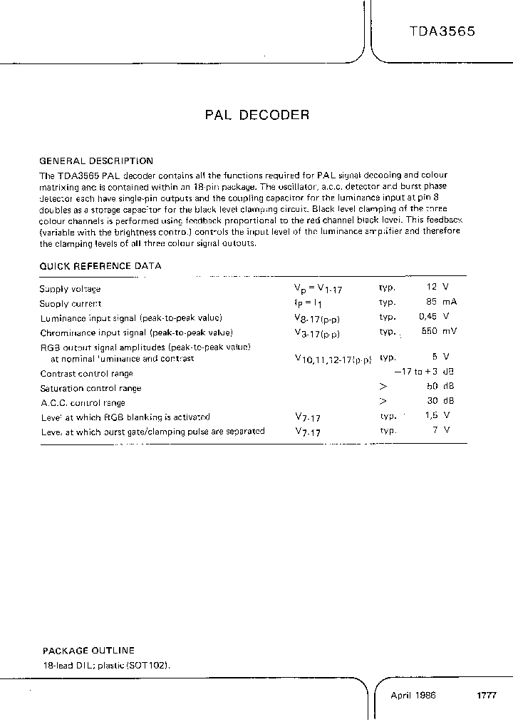 TDA3565N_209455.PDF Datasheet
