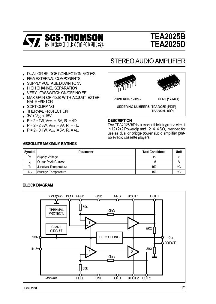 TEA2025B_37121.PDF Datasheet Download