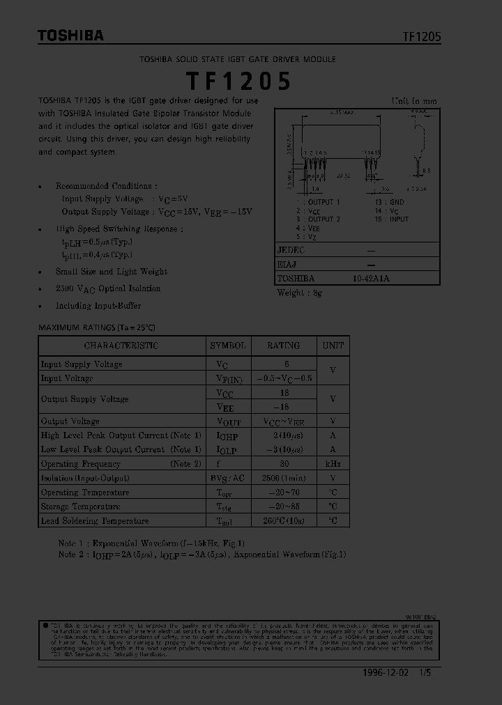 TF1205_295302.PDF Datasheet Download --- IC-ON-LINE