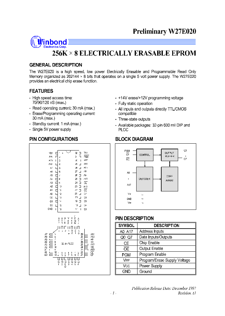 W27E020_300230.PDF Datasheet