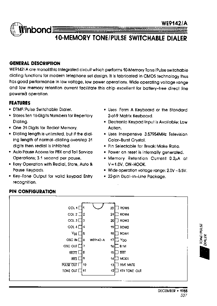 WE9142A_214783.PDF Datasheet Download --- IC-ON-LINE