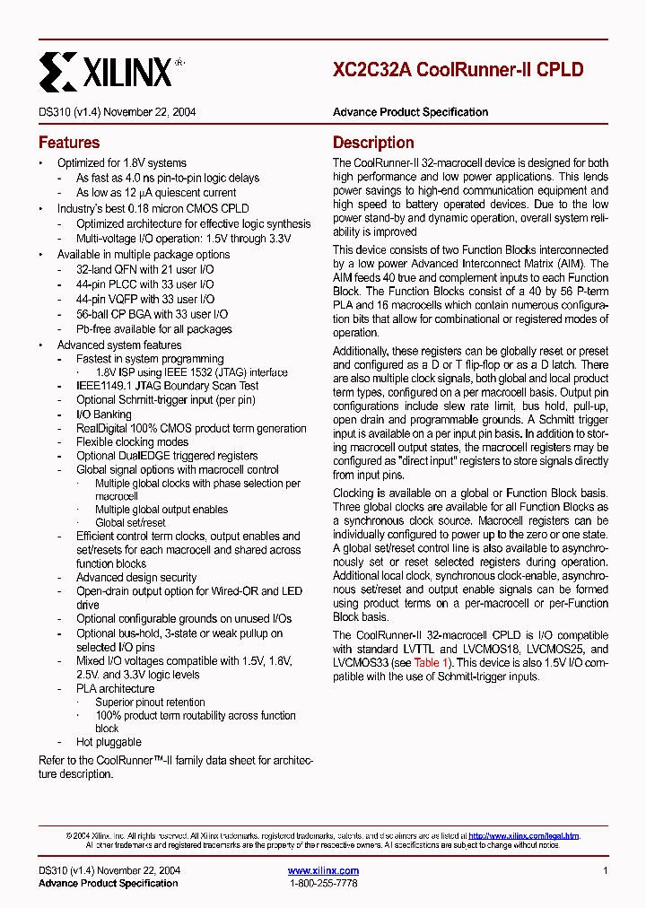 XC2C32A_223144.PDF Datasheet