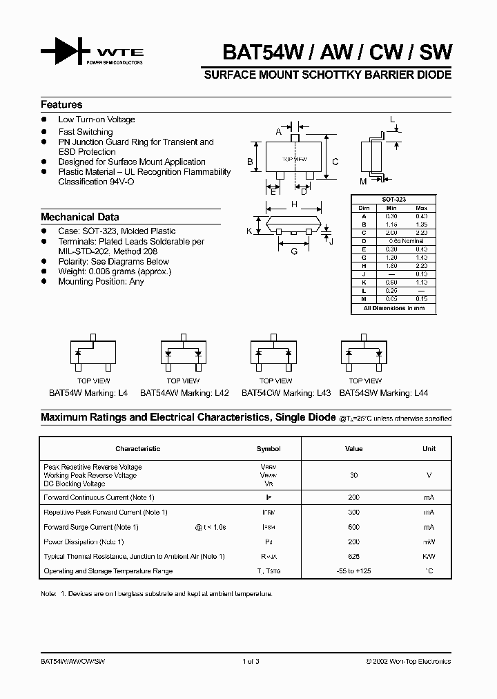 BAT54CW-T1_3540.PDF Datasheet
