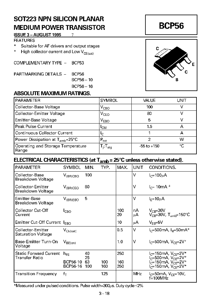 BCP56_220006.PDF Datasheet Download --- IC-ON-LINE