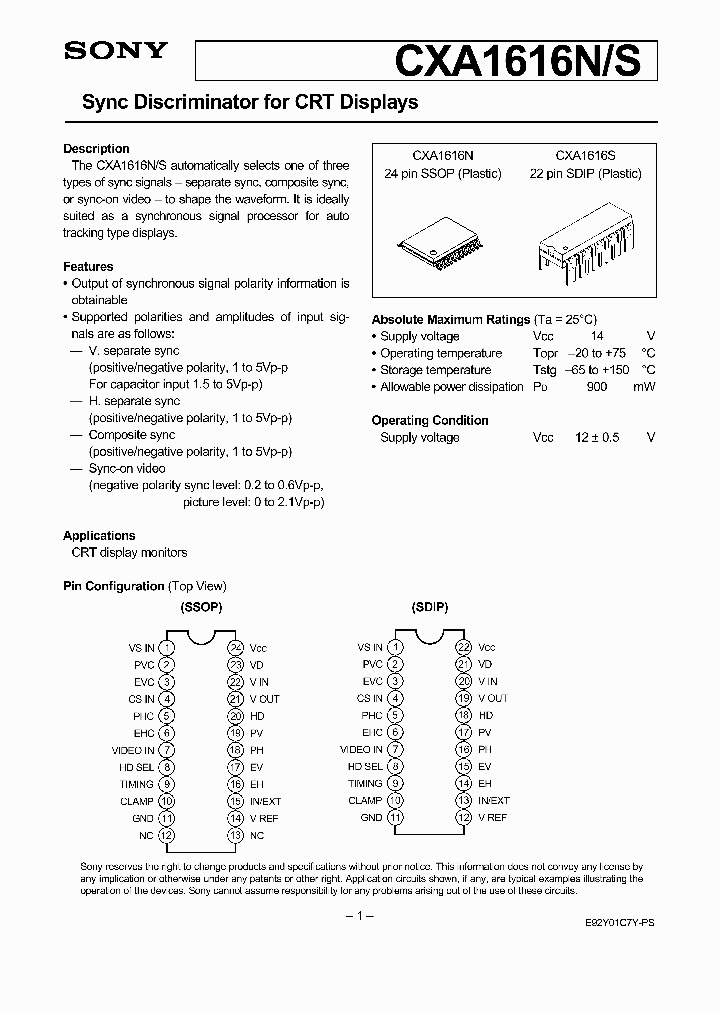 CXA1616N_256435.PDF Datasheet