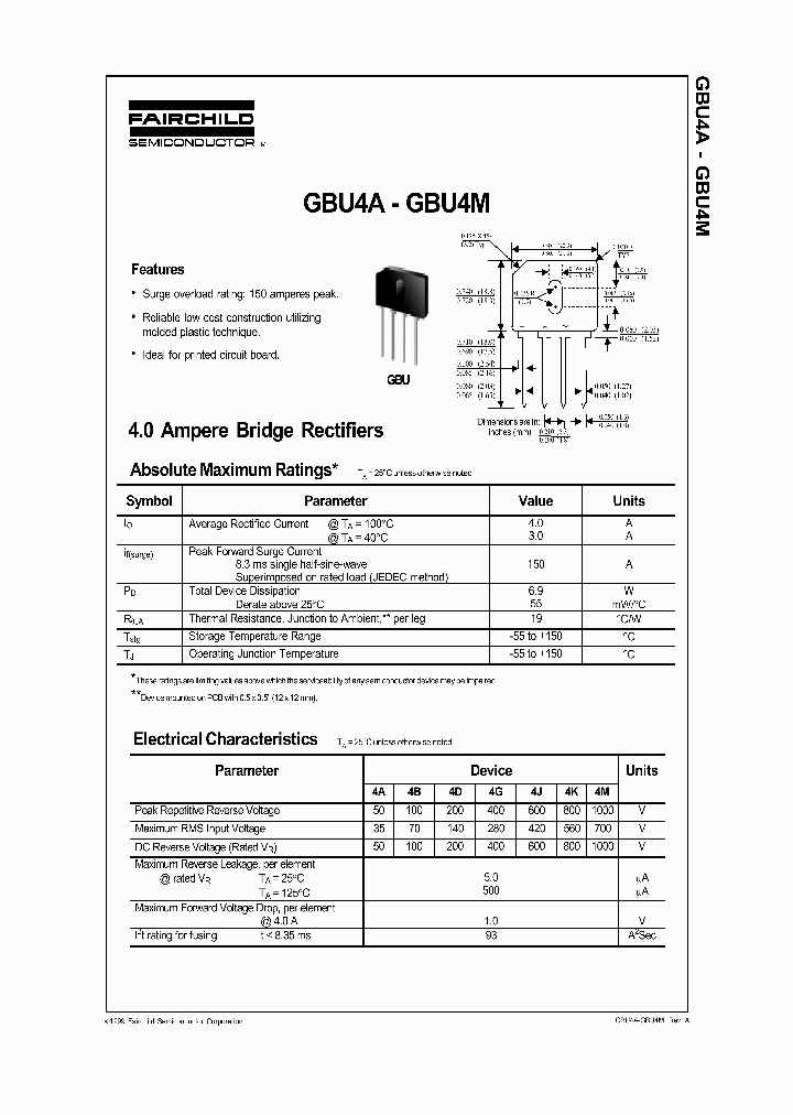 GBU4D_220190.PDF Datasheet Download --- IC-ON-LINE