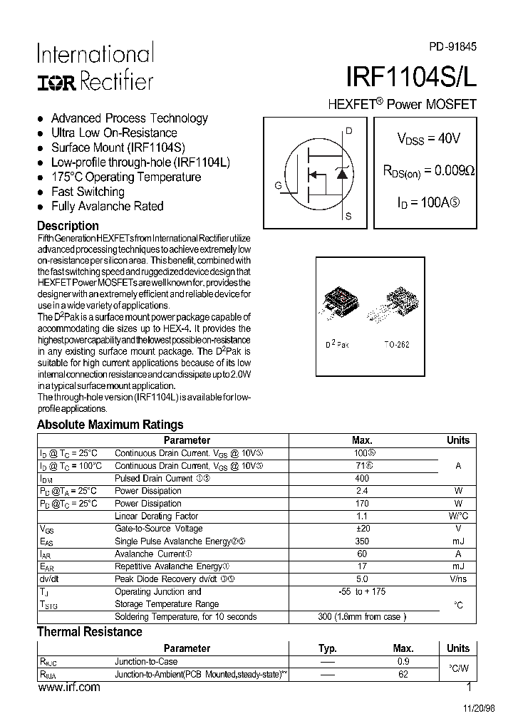 IRF1104L_215817.PDF Datasheet