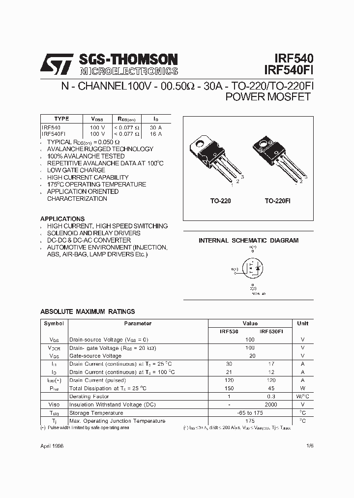 Irf540 N Channel Mosfet Circuit Datasheet And Pinout vrogue.co