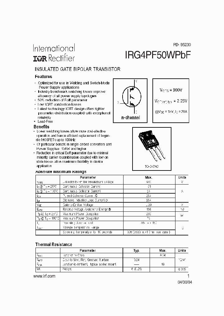 IRG4PF50WPBF_237344.PDF Datasheet