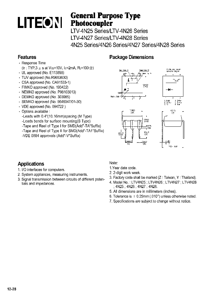 LTV4N25_222523.PDF Datasheet Download --- IC-ON-LINE
