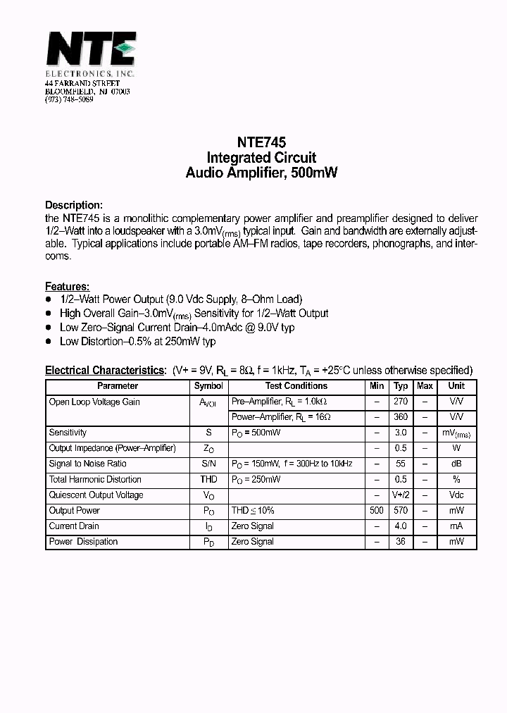 NTE745_218597.PDF Datasheet