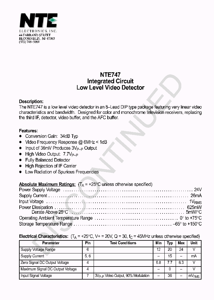 NTE747_218599.PDF Datasheet