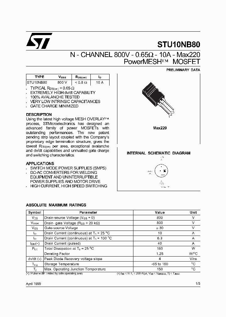 STU10NB80_240262.PDF Datasheet