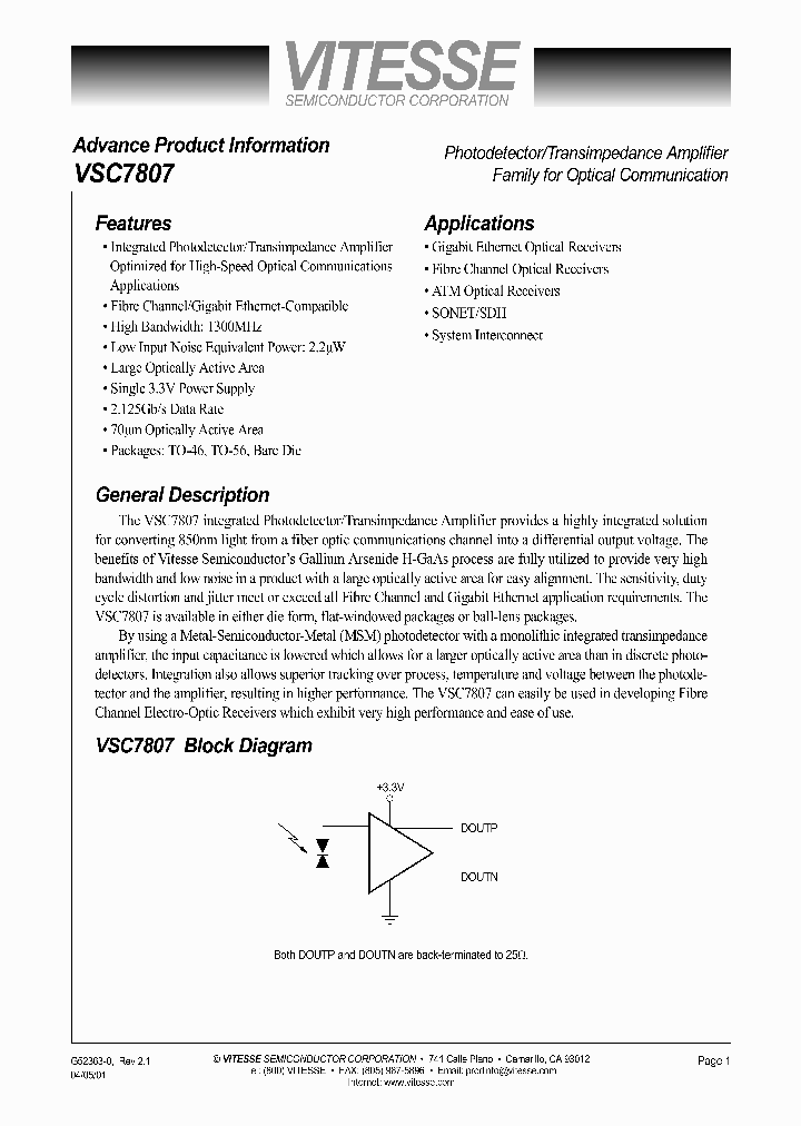 VSC7807_237387.PDF Datasheet