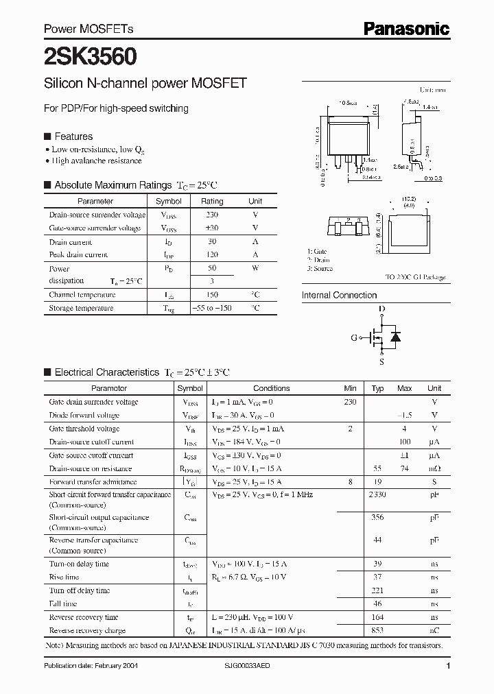 2SK3560_213742.PDF Datasheet Download --- IC-ON-LINE