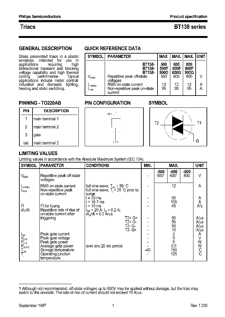 BT138-800_223755.PDF Datasheet Download --- IC-ON-LINE