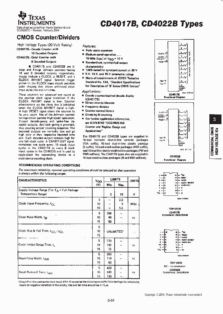 CD4017_302023.PDF Datasheet Download --- IC-ON-LINE