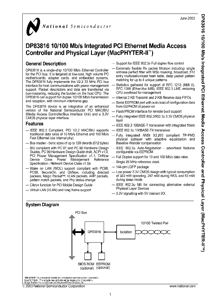 DP83816AVN_189406.PDF Datasheet