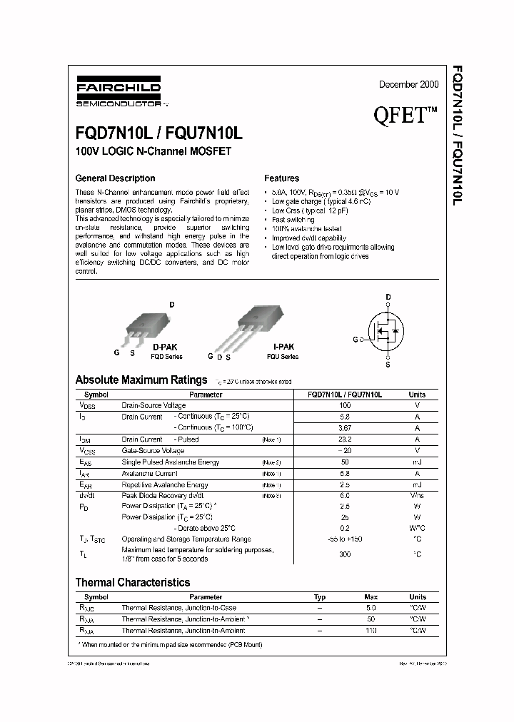 FQD7N10L_267578.PDF Datasheet