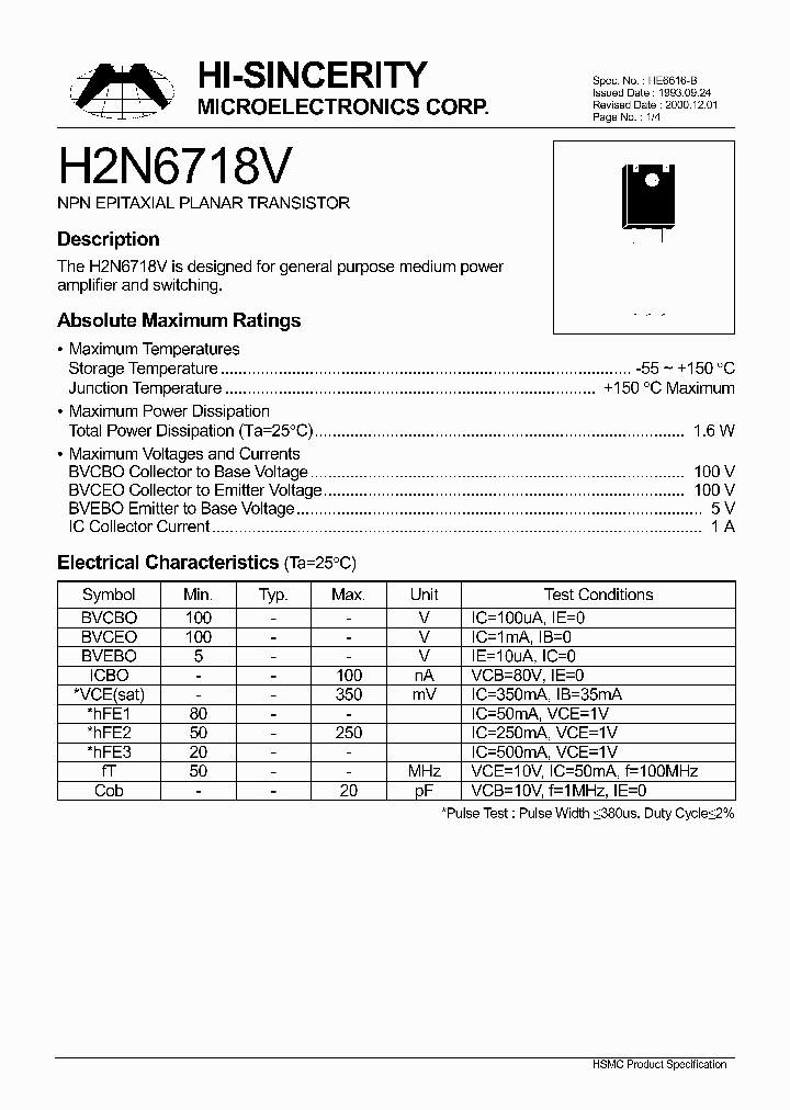 H2N6718V_249263.PDF Datasheet Download --- IC-ON-LINE