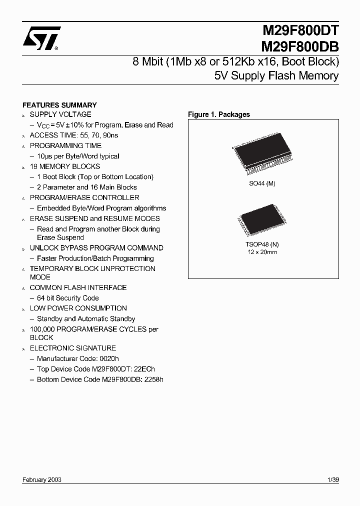 M29F800DB_221674.PDF Datasheet