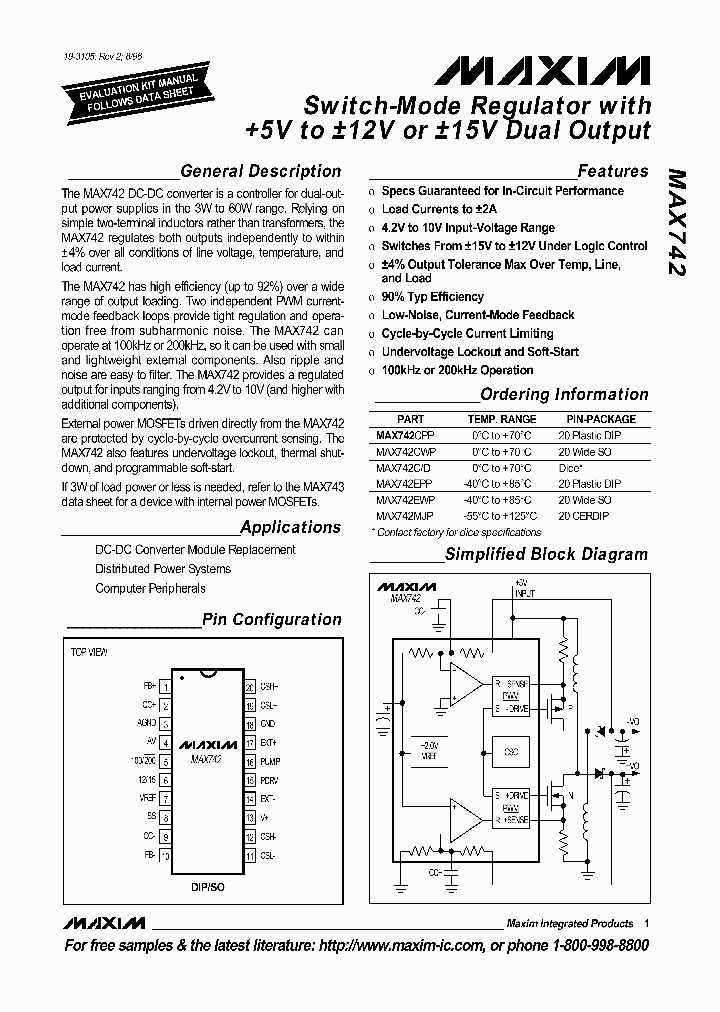 MAX742CPP_197382.PDF Datasheet