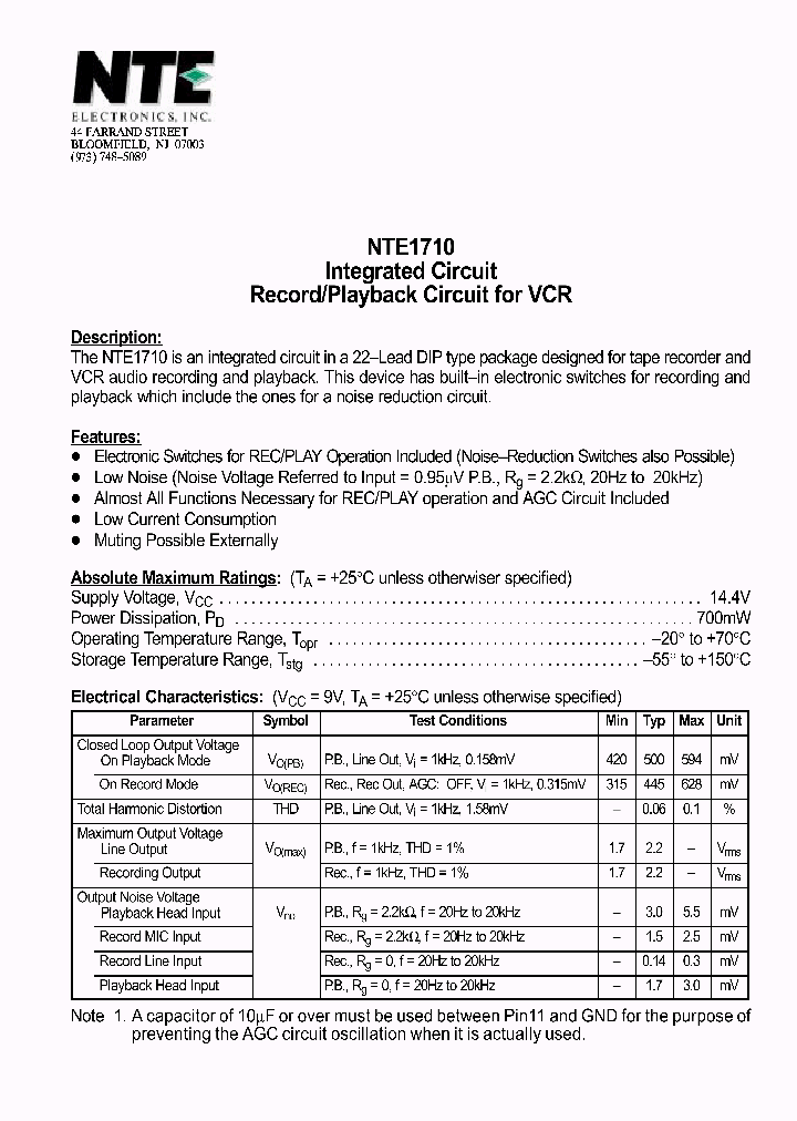 NTE1710_212584.PDF Datasheet