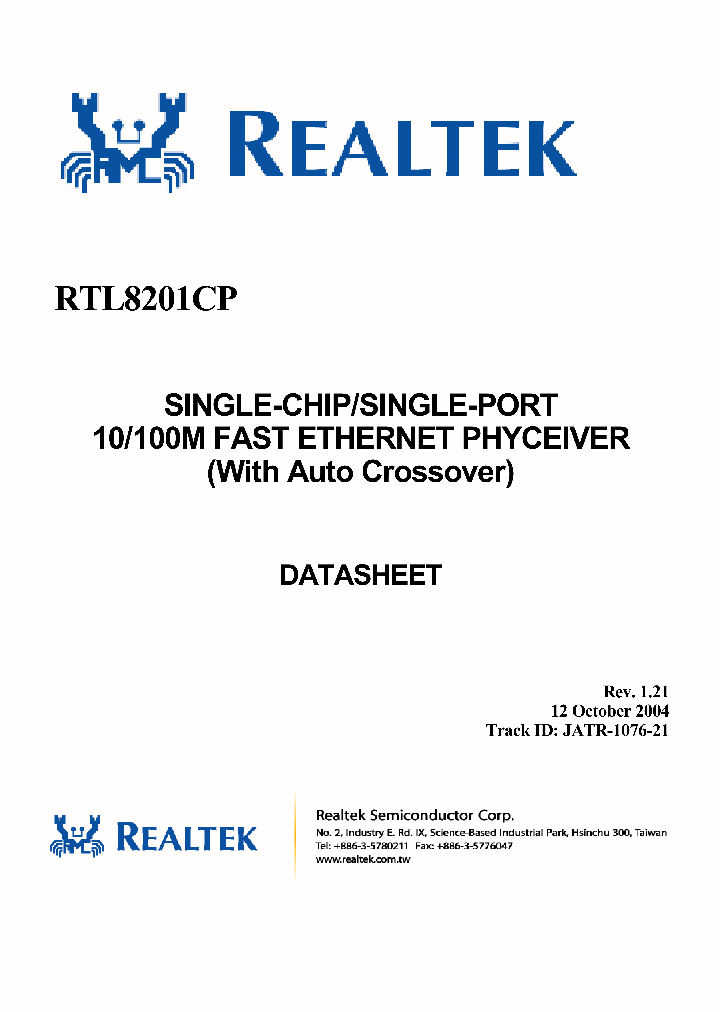 RTL8201CP_177059.PDF Datasheet Download --- IC-ON-LINE