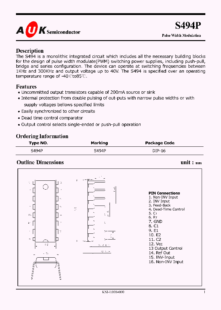 S494P_213361.PDF Datasheet Download --- IC-ON-LINE