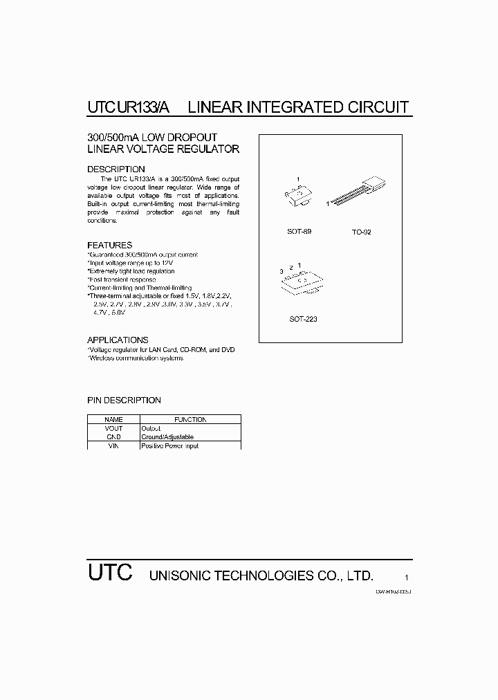 UTCUR133A_192995.PDF Datasheet
