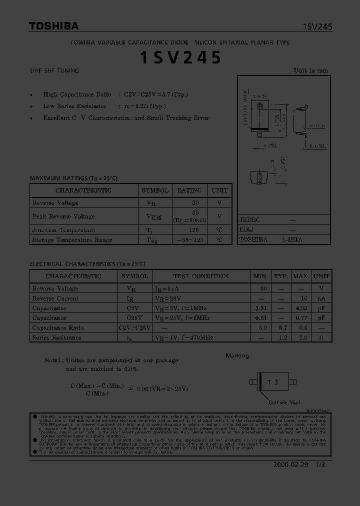 1SV245_339630.PDF Datasheet Download --- IC-ON-LINE
