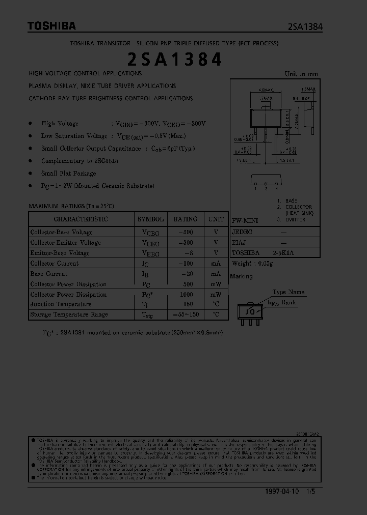 2SA1384_174458.PDF Datasheet Download --- IC-ON-LINE